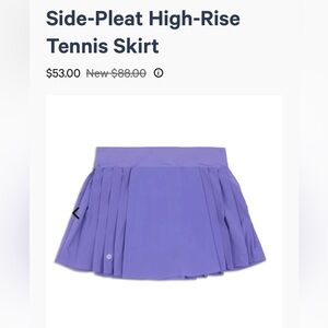 NOT AVAILABLE Lululemon tennis skirt in purple size 4